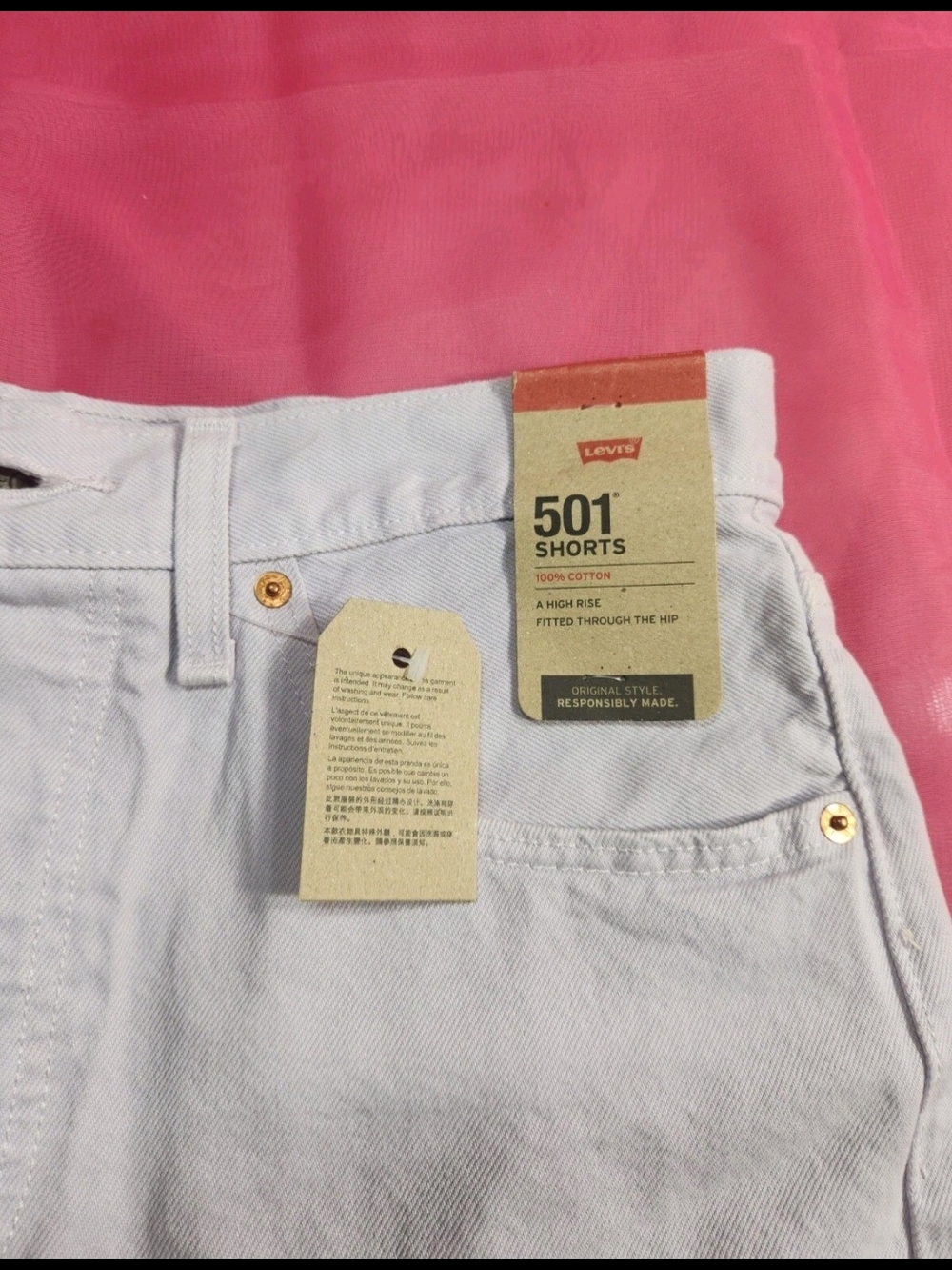 Levi's 501 Women's Shorts Size 30 Lilac High Rise Denim Cutoff Button Fly NWT 34 - Picture 4 of 6